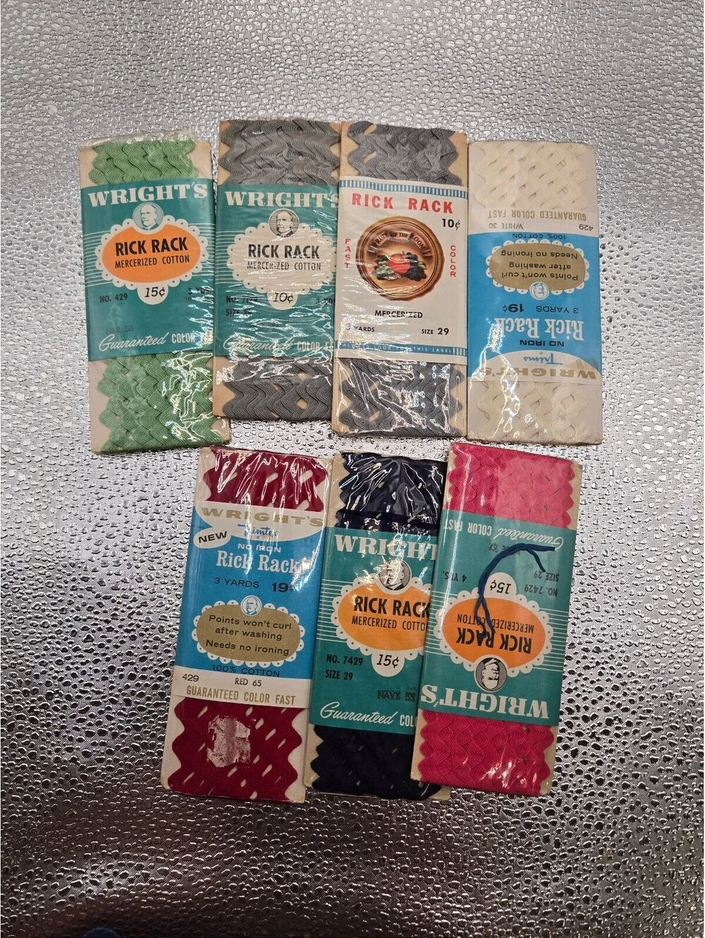 7 Packs of unopened vtg Rick Rack in various colors, sewing notions, ric rac